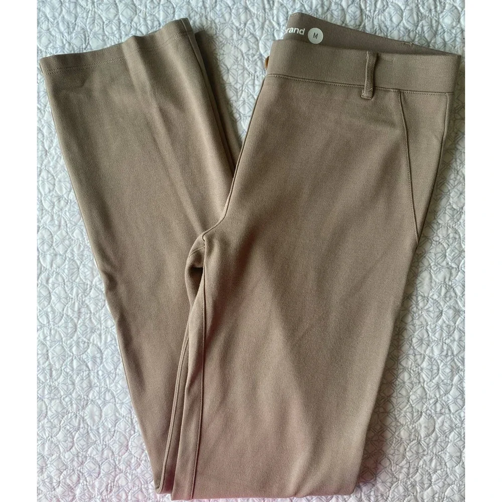 Betabrand Women's Beige Straight Dress Yoga Pants W0076-TKA Medium